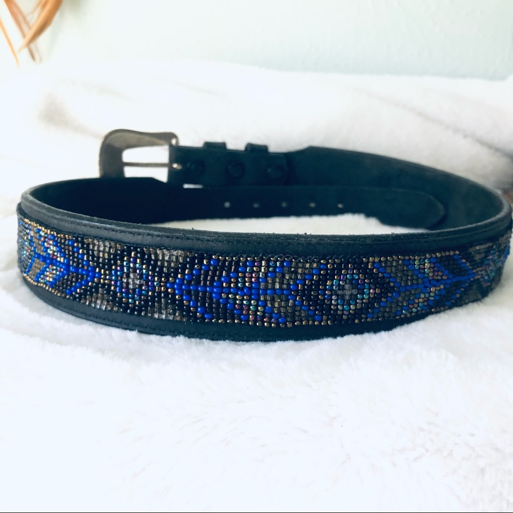 Justin Boots > Black Leather Aztec Beaded Western Belt > 30 - Picture 11 of 12